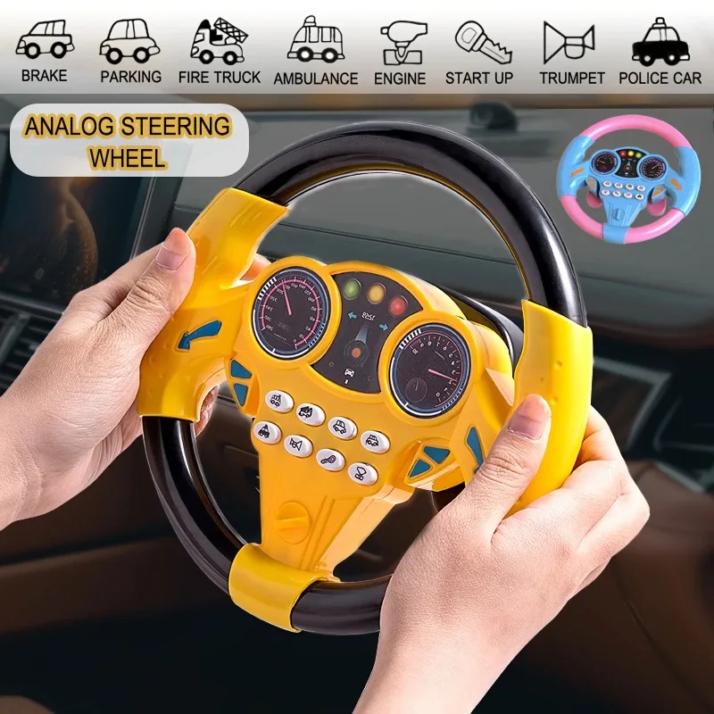 

1PC Simulated Car Steering Wheel Toy Educational Driving Toy for Kids Interactive Early Learning Gift for Easter & New Year