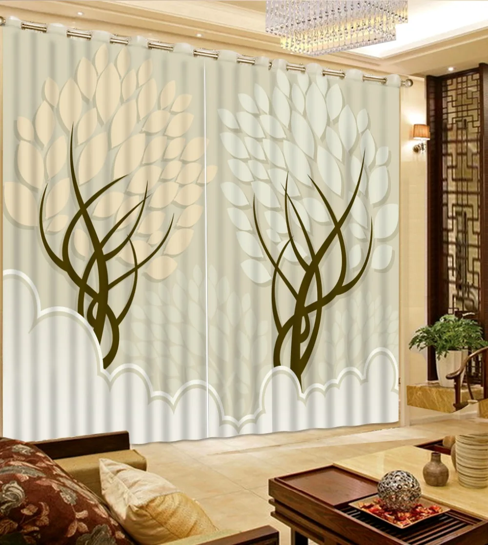 

custom 3d curtain fabric Modern simplicity, depicting trees 3D Blackout Curtains For Living room Bedding Drapes Cotinas