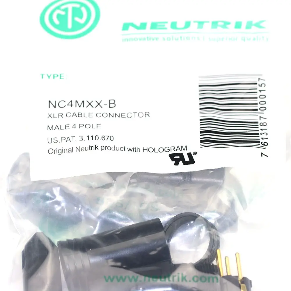 Neutrik Connector Four core male/female plug Balance earphone ear 4-core black gold plated 5pcs NC4MXX-B/5pcs NC4FXX-B connector