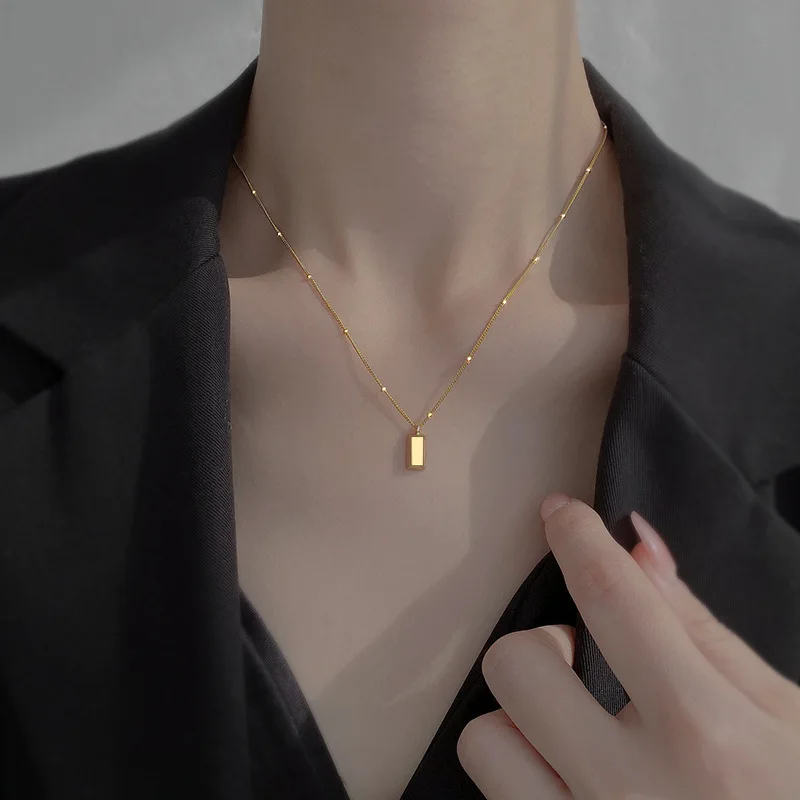 

Titanium Steel Chopin Chain Necklace Detachable Clasp Fit Charms Thin Gold Tone Color Retention Minimalist Versatile Choker