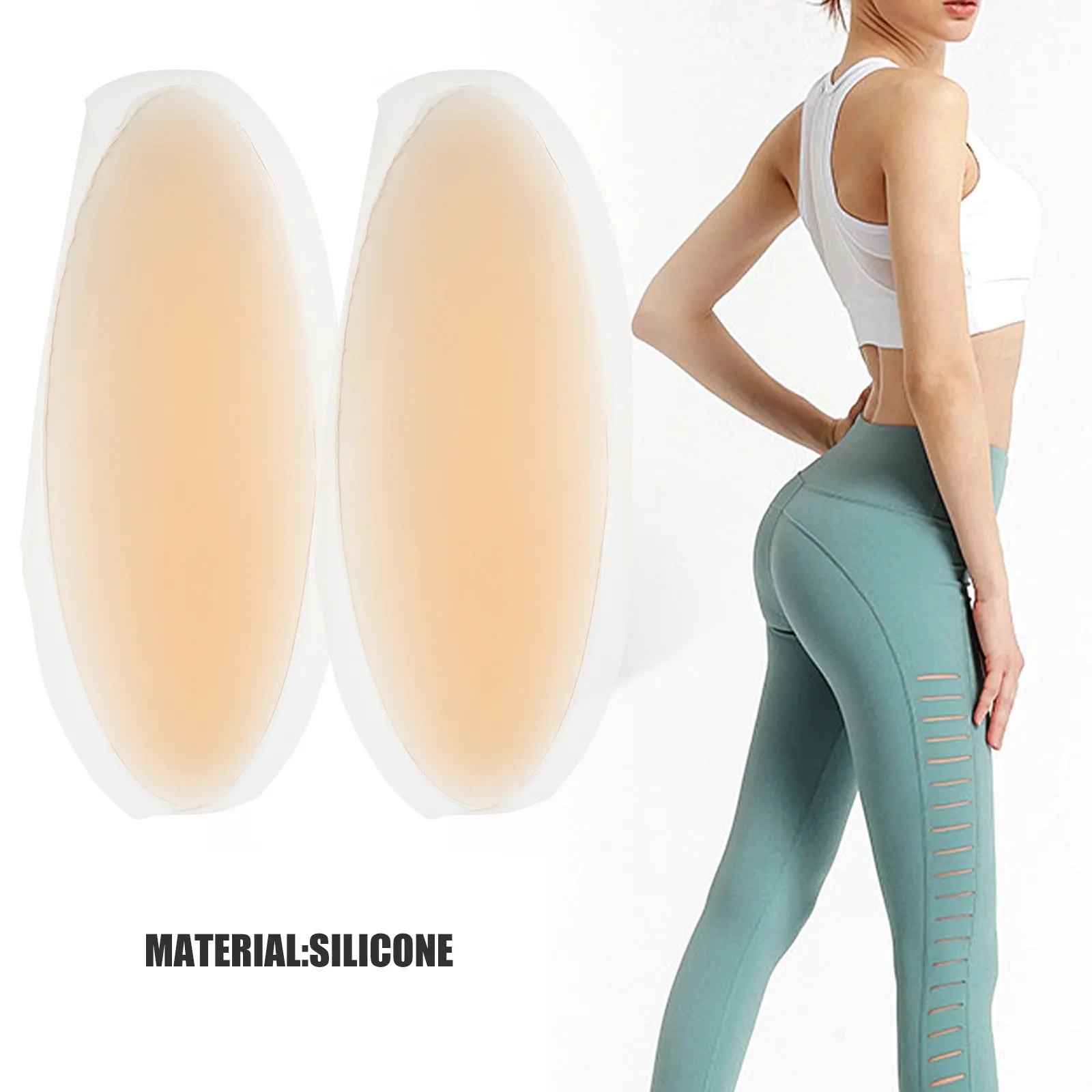 2Pairs Silicone Pads for Women Skin Color Oval Seamless Buttock Padding Hip Dip Filler Removable Self-Adhesive Hip Enhancer