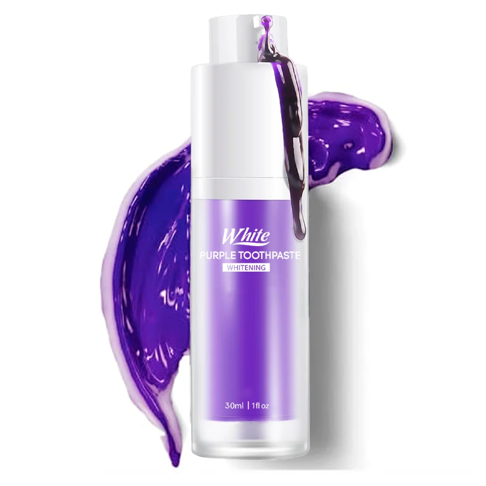 

1/2/3/4 шт. фиолетовая осветляющая зубная паста, отбеливающая зубная паста, корректор цвета, сыворотка, глубокая чистка зубов, свежее дыхание полости рта