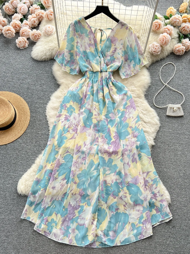 sachin and babi light blue dress 1970s Chiffon Turtleneck Midi Dress Selected By Moons + Junes Vintage