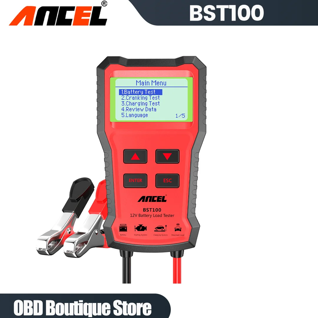 

ANCEL BST100 12V Battery Tester Car Battery Analyzer Cranking Charging Circuit Test Battery Tester Car Diagnostic Tools PK BM550