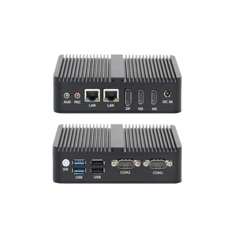 

New embedded fanless industrial mini computer triple high definition monitor solid state drive