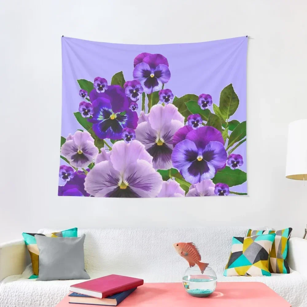 TOUCH OFSPRING PINK- PURPLE PANSY FLOWERS Tapestry Things To Decorate The Room Wall Hanging Outdoor Decoration Tapestry