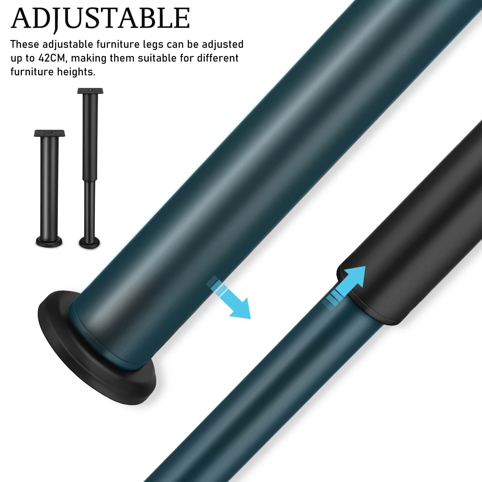 

Adjustable Desk Legs 4 Pcs Carbon Steel Bed Table Support Feet with Wheels for Standing Desk Replacement Bases Slats Black