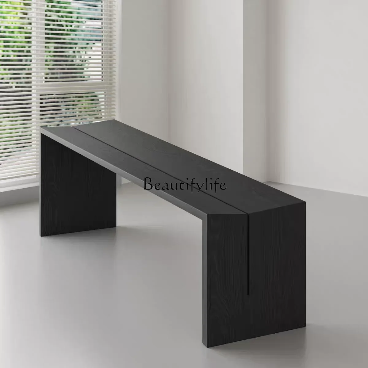 Yj5 بسيط الحديثة Wabi-Sabi نمط الأبيض الرماد الخشب طويل البراز الطعام كرسي منطقة الراحة الأحذية تغيير غرفة المعيشة طاولة طعام المنزل S