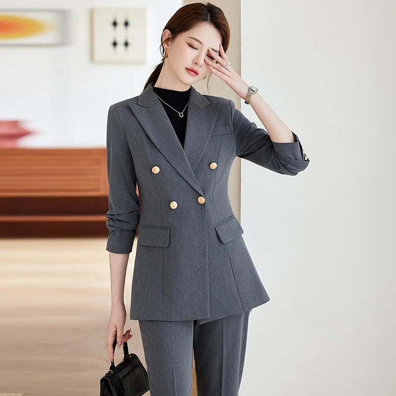 Tailleur pantalone formali Stili eleganti Abiti da lavoro autunno inverno per donna Abbigliamento da lavoro professionale per ufficio Set blazer femminili