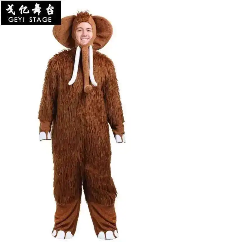 nuovo mammut Costume da bambino Bambini bambini marrone Animale Onesies grande orecchio naso Elefante Costume cosplay Tuta con cappello
