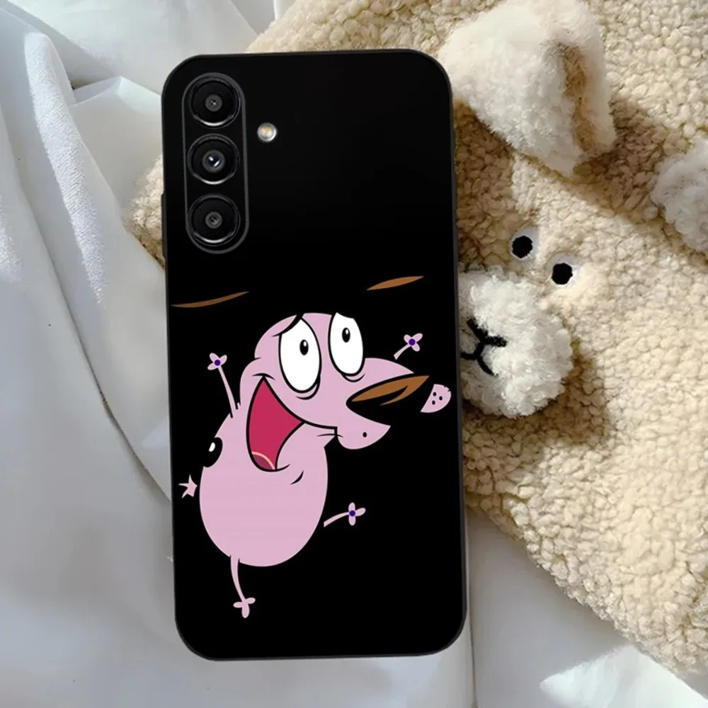 C-COURAGE The Cowardly Dog Phone Case For Samsung S24,23,22,30,21,10,9,Ultra,Plus,Lite,FE,5G Black Soft Case