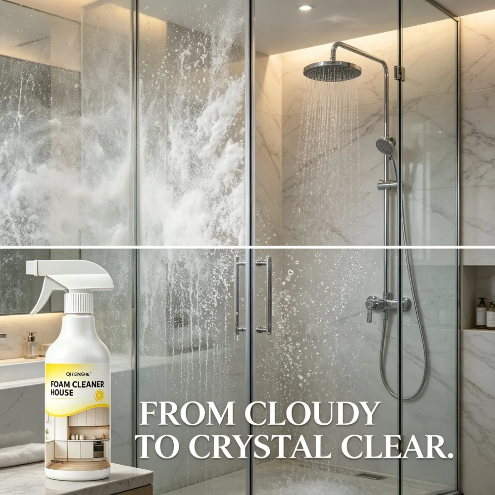QIFENGHE 250ml Foam Cleaner Spray, Multi-Purpose Household Foam Cleaner, Lemon Scented for Kitchen, Remove Grease Dirt