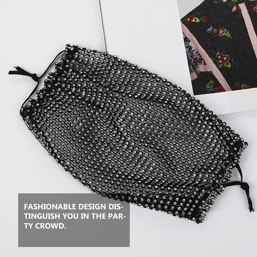 

1Pcs Glamorous Rhinestone Mask Women Trendy Light Soft Decorative Mouth Cover for Festivals Performances Outdoor Activities