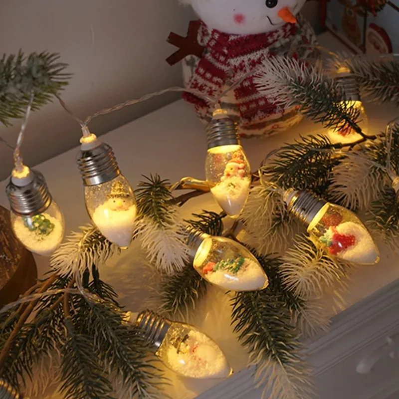 عيد الميلاد خمر ديكور سلسلة أضواء مصابيح كرة أرضية الثلج مع شجرة الثلوج الحلي للمنزل فناء الموقد شجرة عيد الميلاد الديكور
