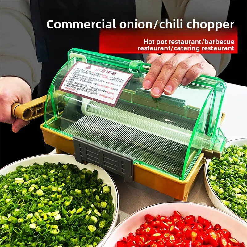 A dedicated vegetable cutter for chili rings, cilantro, garlic slices, chives, garlic sprouts, small chopped scallions