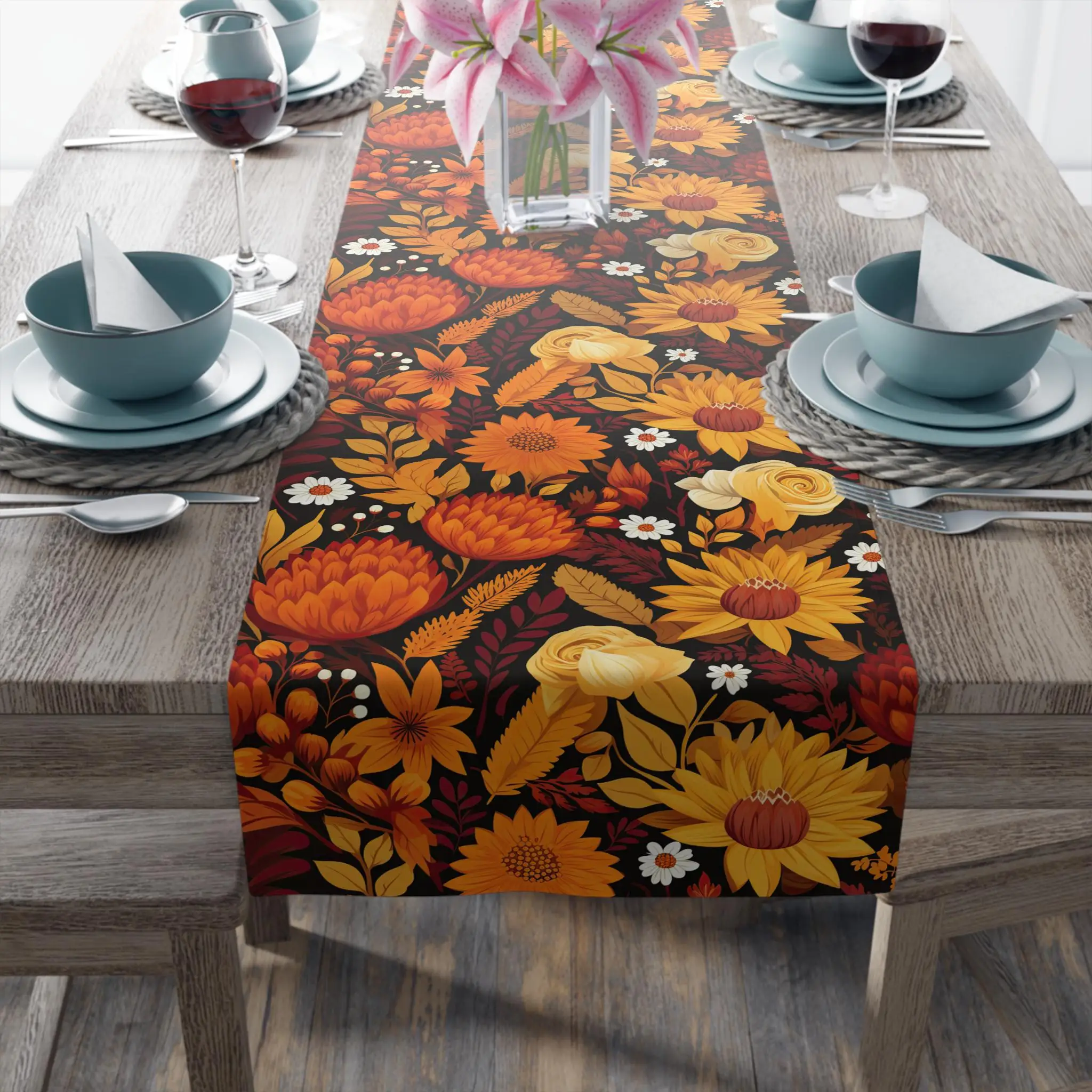 Tischläufer im Landhausstil, Tischsets im Bohème-Stil, Tischläufer für den Herbst, Tischunterlage für Party, Küche, Esstisch, Kücheninsel
