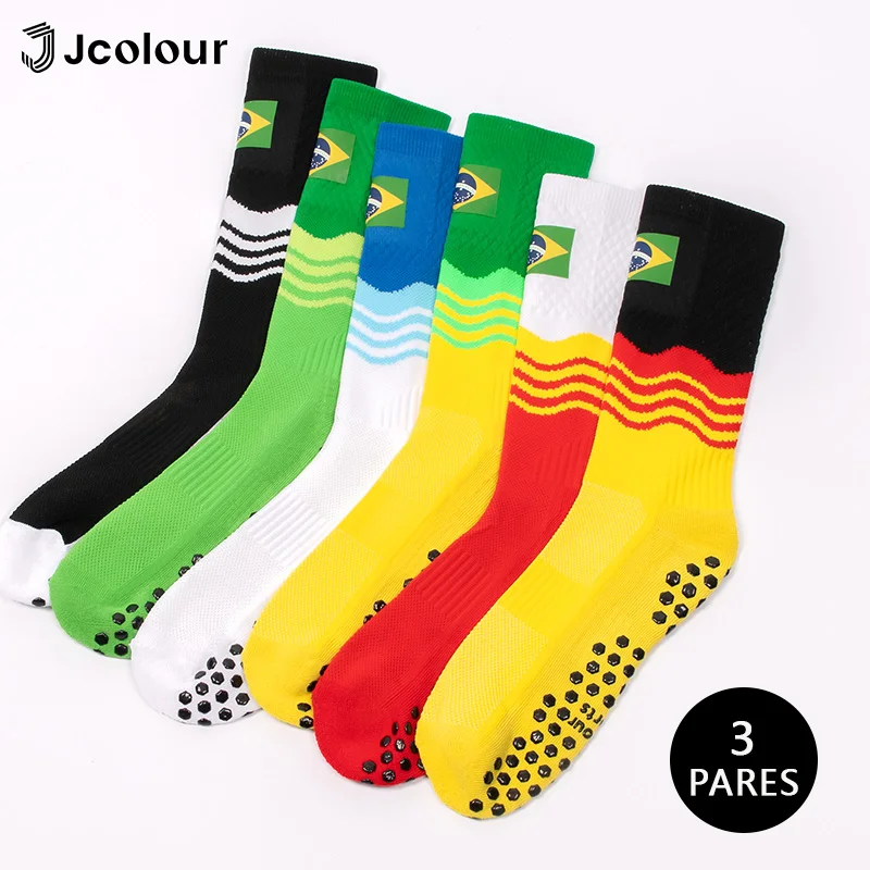 3 Pares, Meias futebol ao estilo brasileiro, Meia de poliamida corrida, Meias antiderrapante futebol, Meias ciclismo masculina