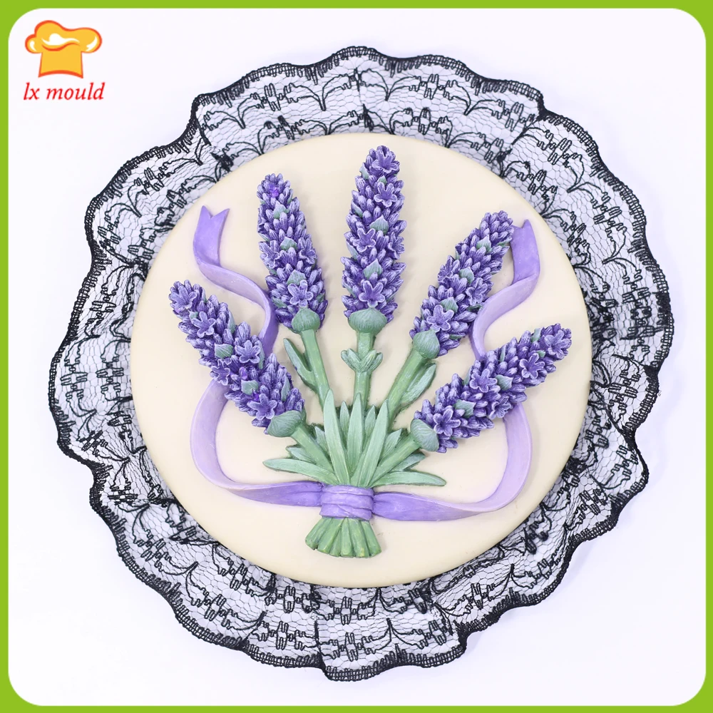 Round Lavender Silicone Mold Sugarcraft Cake Topper Decorating Baking Mould DIY Hand Diffuser Soap Aromatherapy Plaster