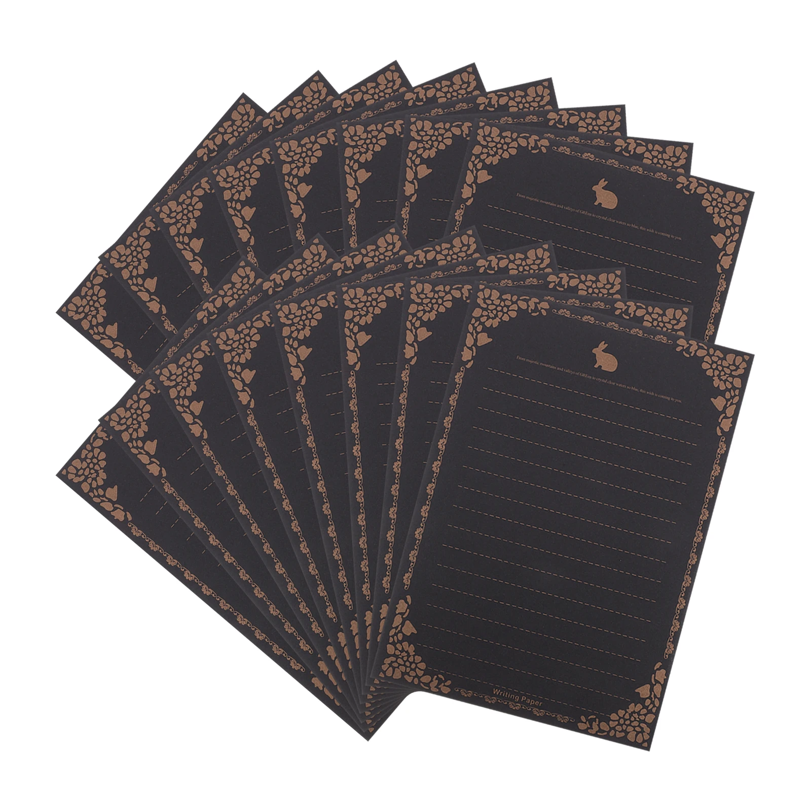 

50 Sheets Retro Lace Letter Paper Black Striped Stationery Writing Supplies Cute Note Paper Invitation Greeting Cards-envelope