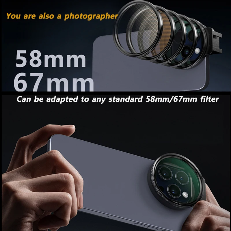 58mm 67mm Filter Adapter Phone Universal Metal Clip for Phone Lens iPhone 13 Pro max iphonex Smartphones Huawei Xiaomi OnePlus