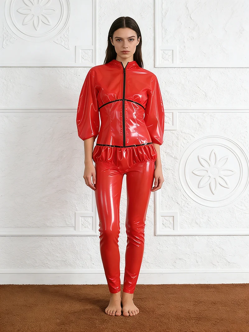 

100% Natural Latex Rubber Catsuit Fitness Uniform Suit Uniform Masquerade Handmade Custom Cosplay