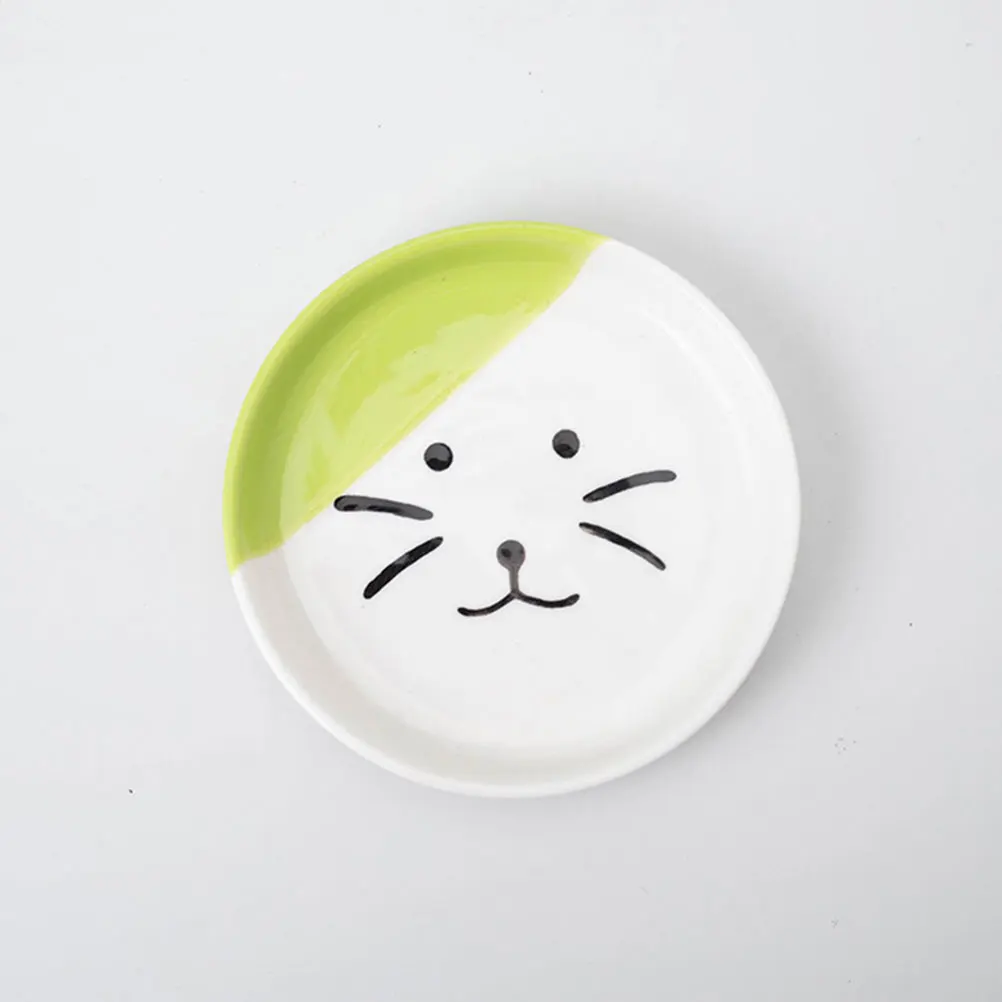 2 قطعة لوحة القط السيراميك لتغذية الحيوانات الأليفة الضحلة حواف مستديرة آمنة الاستخدام اليومي قابل للغسل أثار طبق للقطط وعاء طعام طبق الكلب المنزلية #3