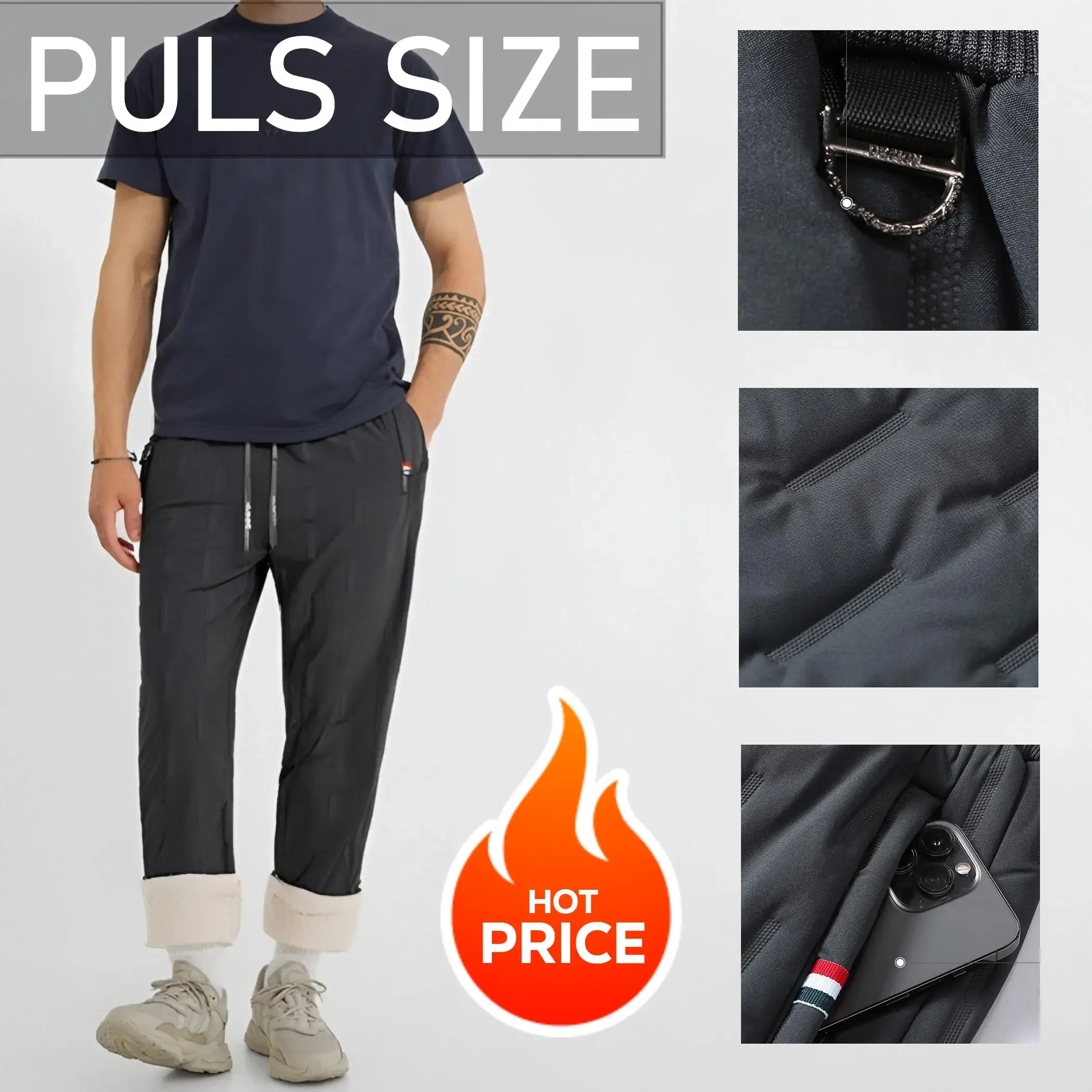 

PLUS SIZE Men Running Pant Cashmere Thicken Fleece Windproof Sweatpants Men Hiking Cotton Warm Pants Male Thermal Trousers 7XL