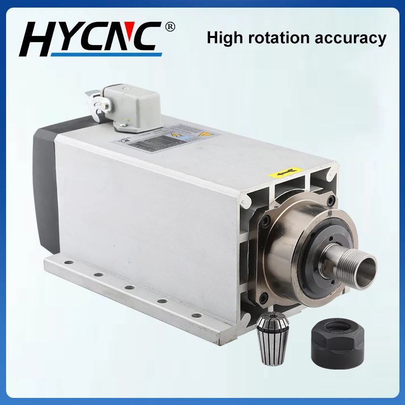 CNC แกนระบายความร้อนด้วยอากาศมอเตอร์ 3.5KW แกนสแควร์ ER20 220V 380V งานไม้แกะสลักพร้อมหน้าแปลนยึดสําหรับเครื่องกัด CNC