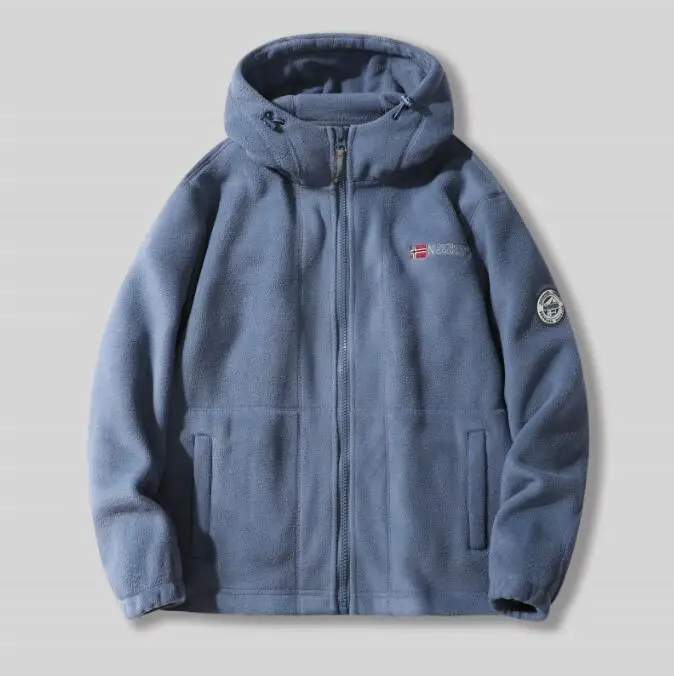 جديد الشتاء الرجال جاكيت من الصوف سميكة القطبية الصوف مقنعين سترة عادية حجم 3XL الباردة واقية معطف جيب دافئ