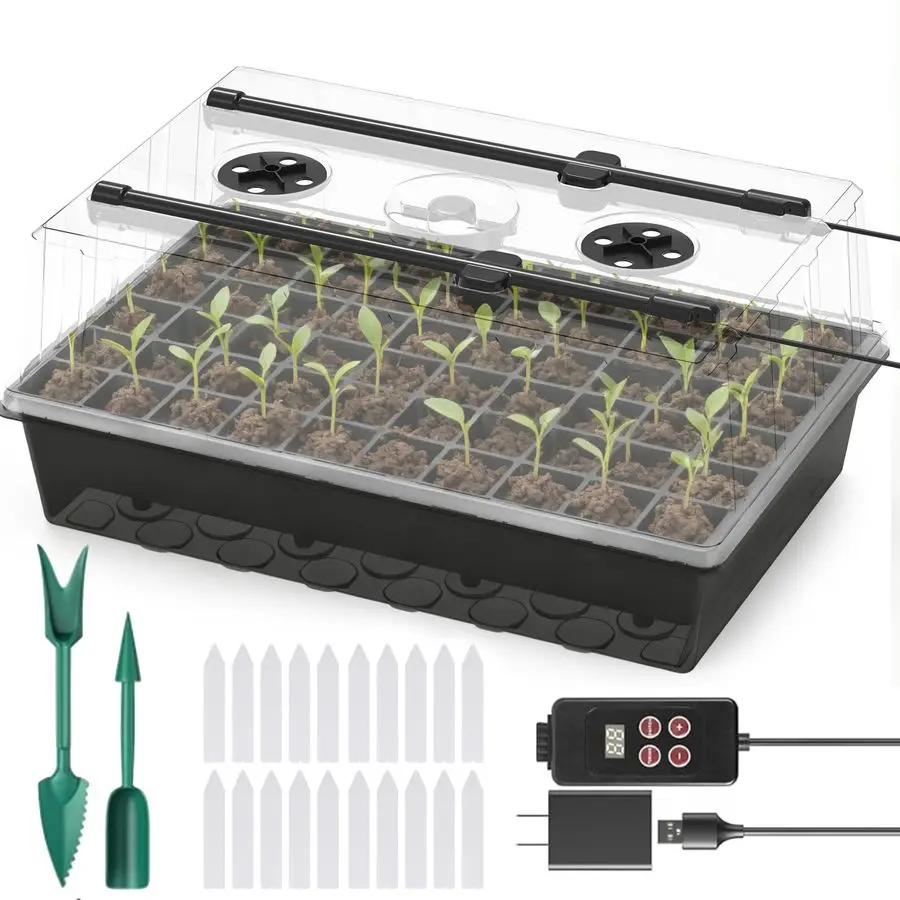 

SelfWatering Seed Starter Tray with Grow Light, Upgraded 124H Timer, Seed Trays with Humidity Dome, Indoor Gardening System, Sta
