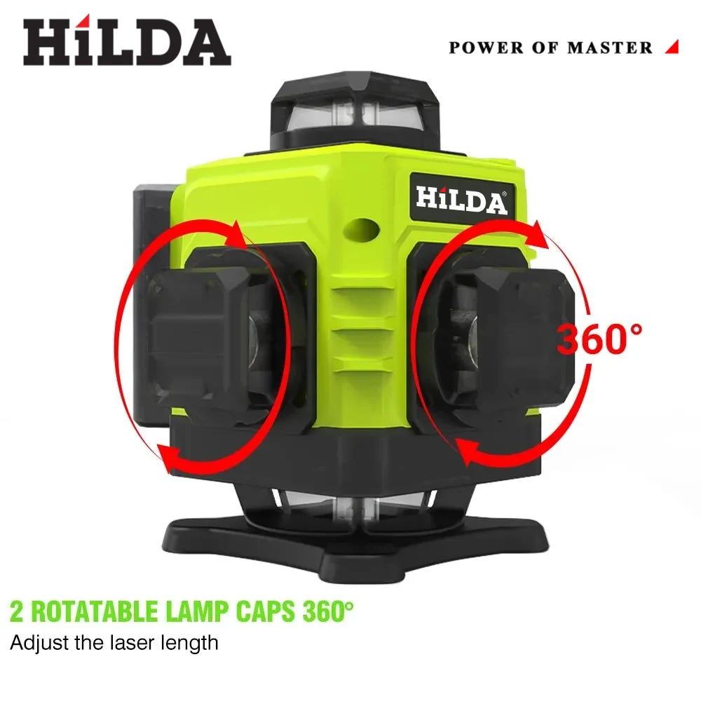 HIlDA 4D 16 Lines Green Laser Horizontal 360 Self Leveling Vertical and Horizontal Strong Green Beam Optical Instrument