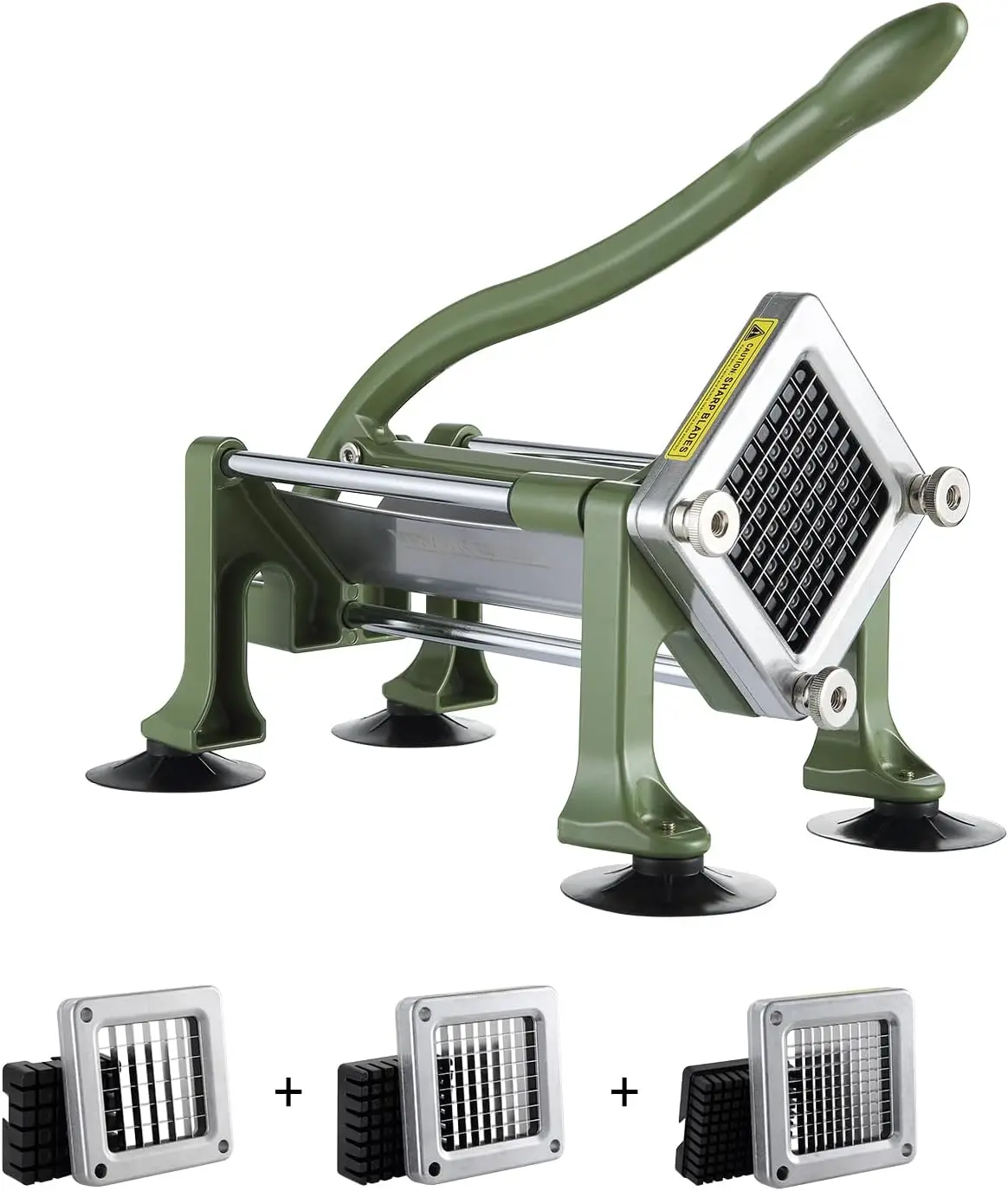 

Stainless Steel Potato Slicer with Suction Cups, Manual Cutter for French Fries, Vegetables, Carrots