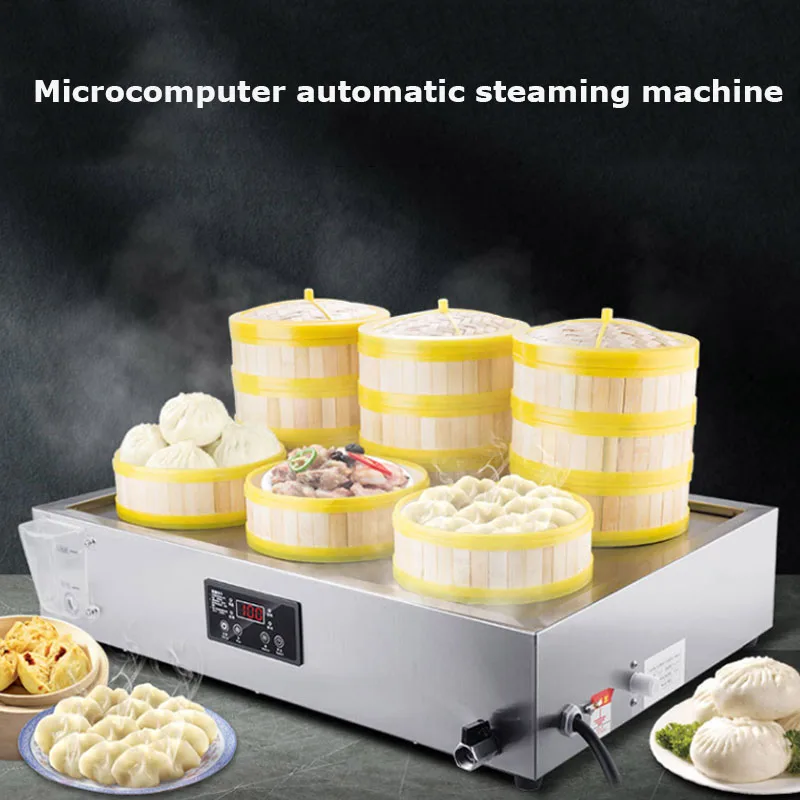 เดสก์ท็อป Steamer Machine Commercial อาหารเช้าไฟฟ้าเครื่องทําความร้อนห้องครัวอุปกรณ์ตู้กระจก Steam Bun Maker