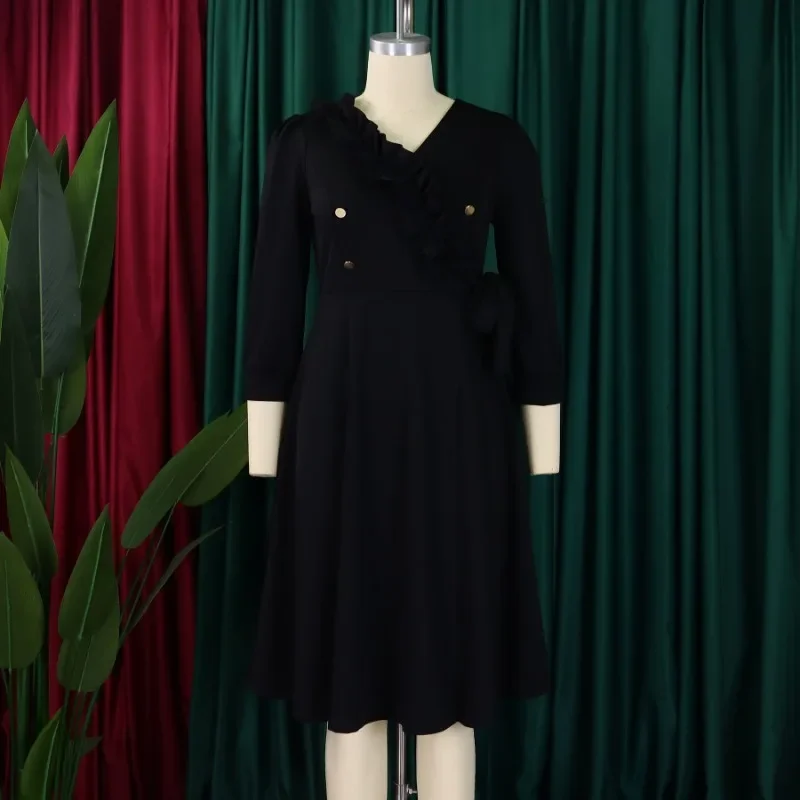 فستان داشيكي ميدي أفريقي أنيق للنساء ملابس تقليدية للخريف والربيع أحلام خرافية للسيدات طراز 2025