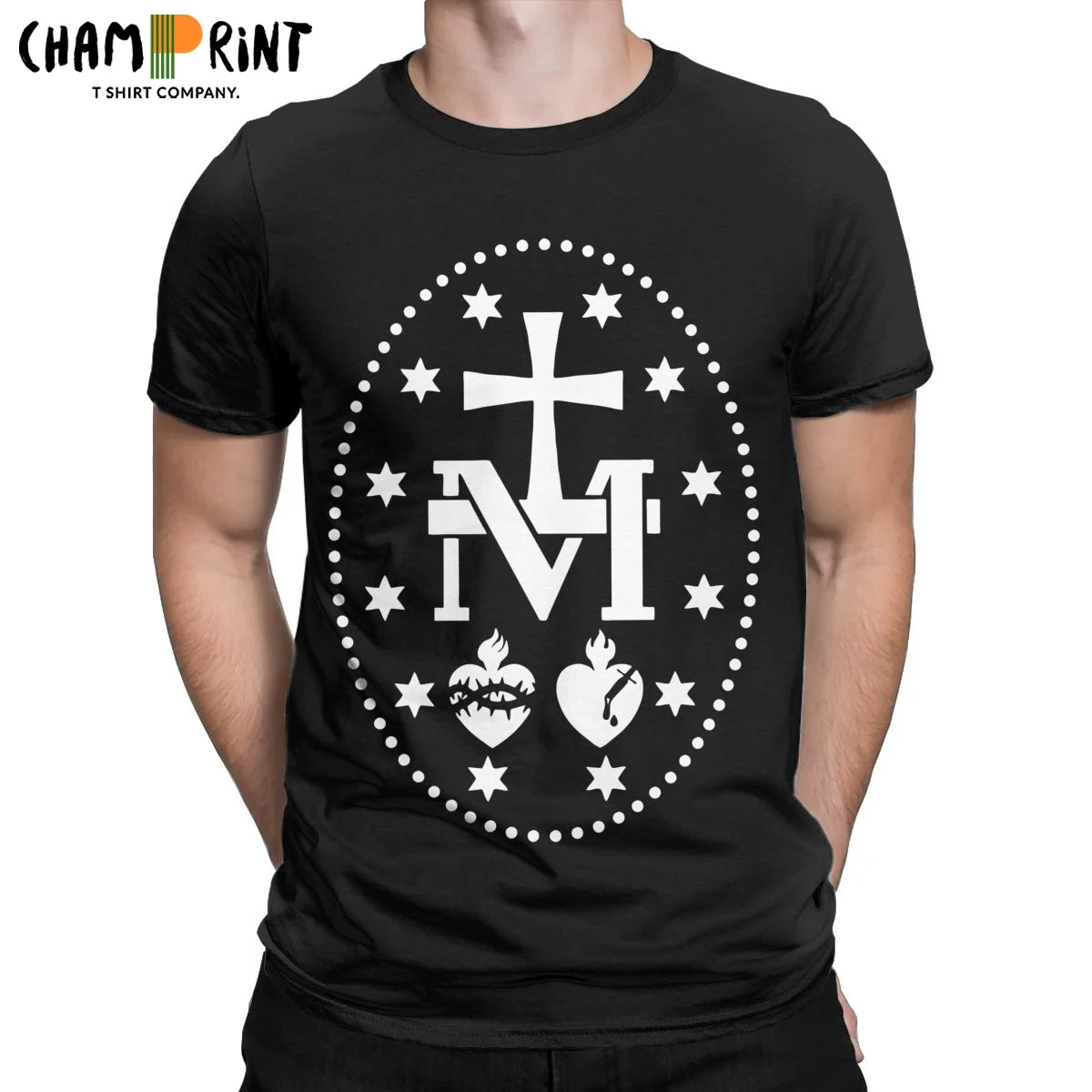 Men T-Shirts Medal Of Virgin Mary Guadalupe Funny Pure Cotton Tees Short Sleeve T Shirts Crewneck Clothes Original