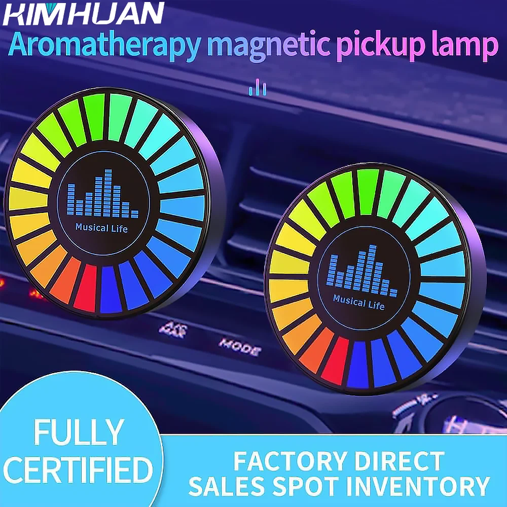 Magnetic RGB Car Lights Sound Control Ambient Light Car Air Vent Glow Night Light Decorative Rhythm Light Ambient Desk Lamp