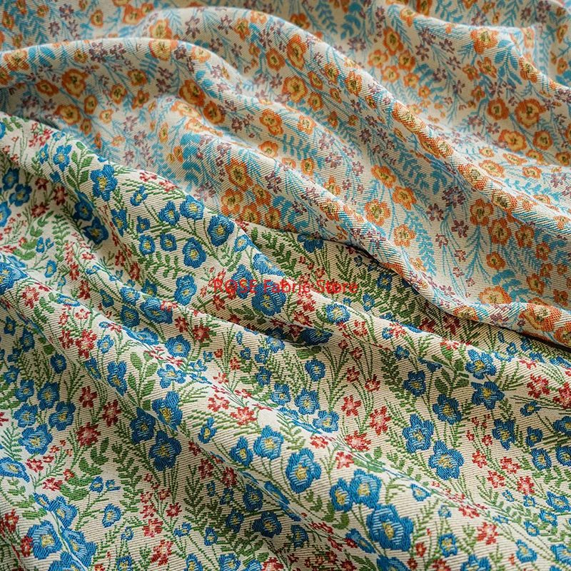 1 meter Pastoral Style Oil Painting Texture Yarn Dyed Jacquard Fabric Women's Thick Autumn Winter Dress Bag Diy Making Fabric