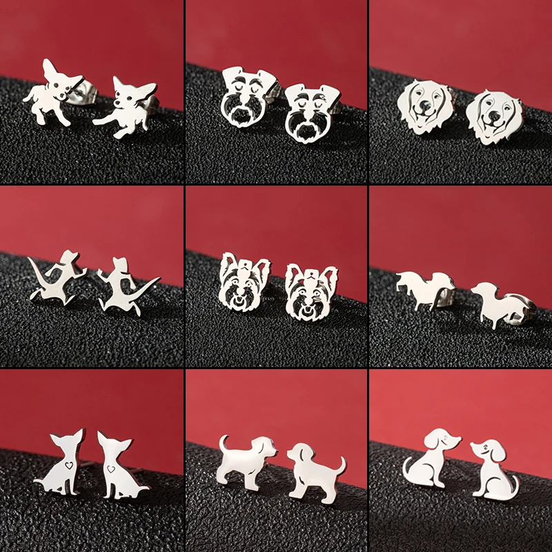 حلق كلب لطيف للنساء من الفولاذ المقاوم للصدأ الفرنسي مجوهرات أذن البلدغ للفتيات الطالبات أقراط حفلات أعياد الميلاد إكسسوارات الهدايا