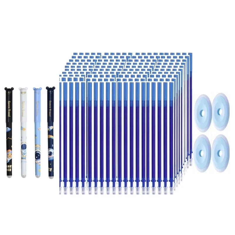 4pcs apagável caneta gel com apagões caneta A borrachas 0,5 mm agulha lisa para escrever caneta gel seco rápido