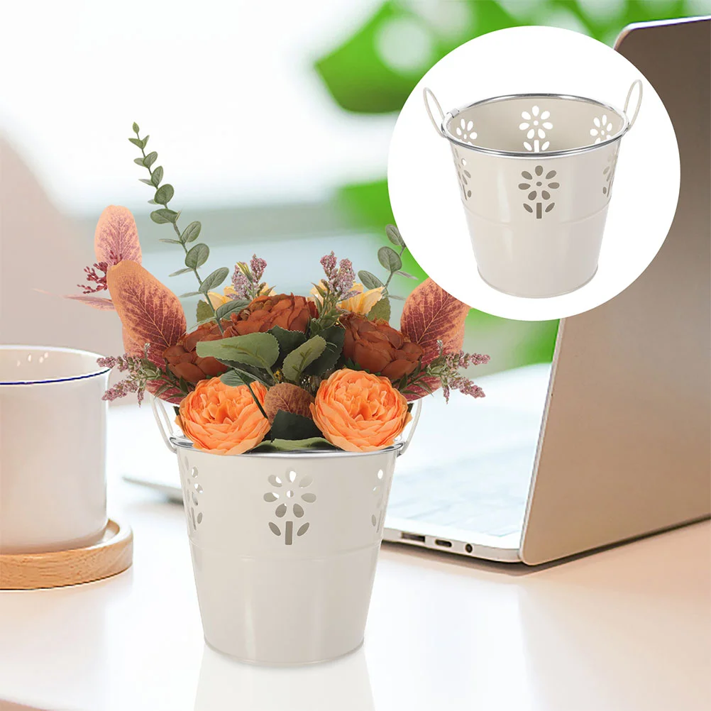 

Tin Bucket Storage Metal Buckets with Handles Iron Small Pails Flower Galvanized for Party