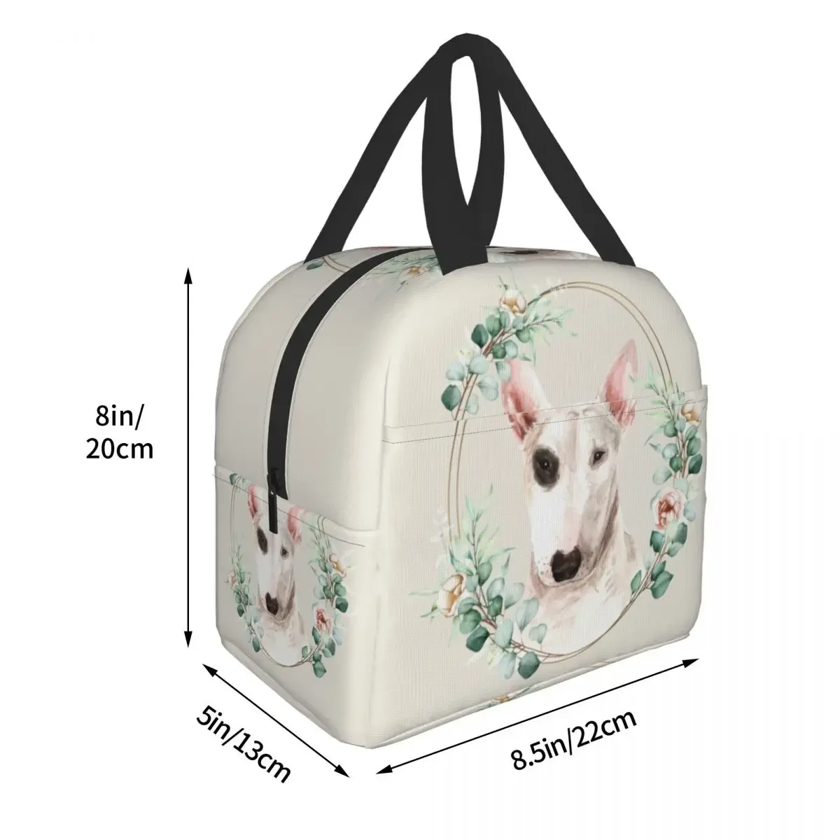 Bull Terrier Dog In Floral fiambrera térmica multifunción para mujer, bolsa de almuerzo aislada para alimentos cálidos para niños, niños escolares