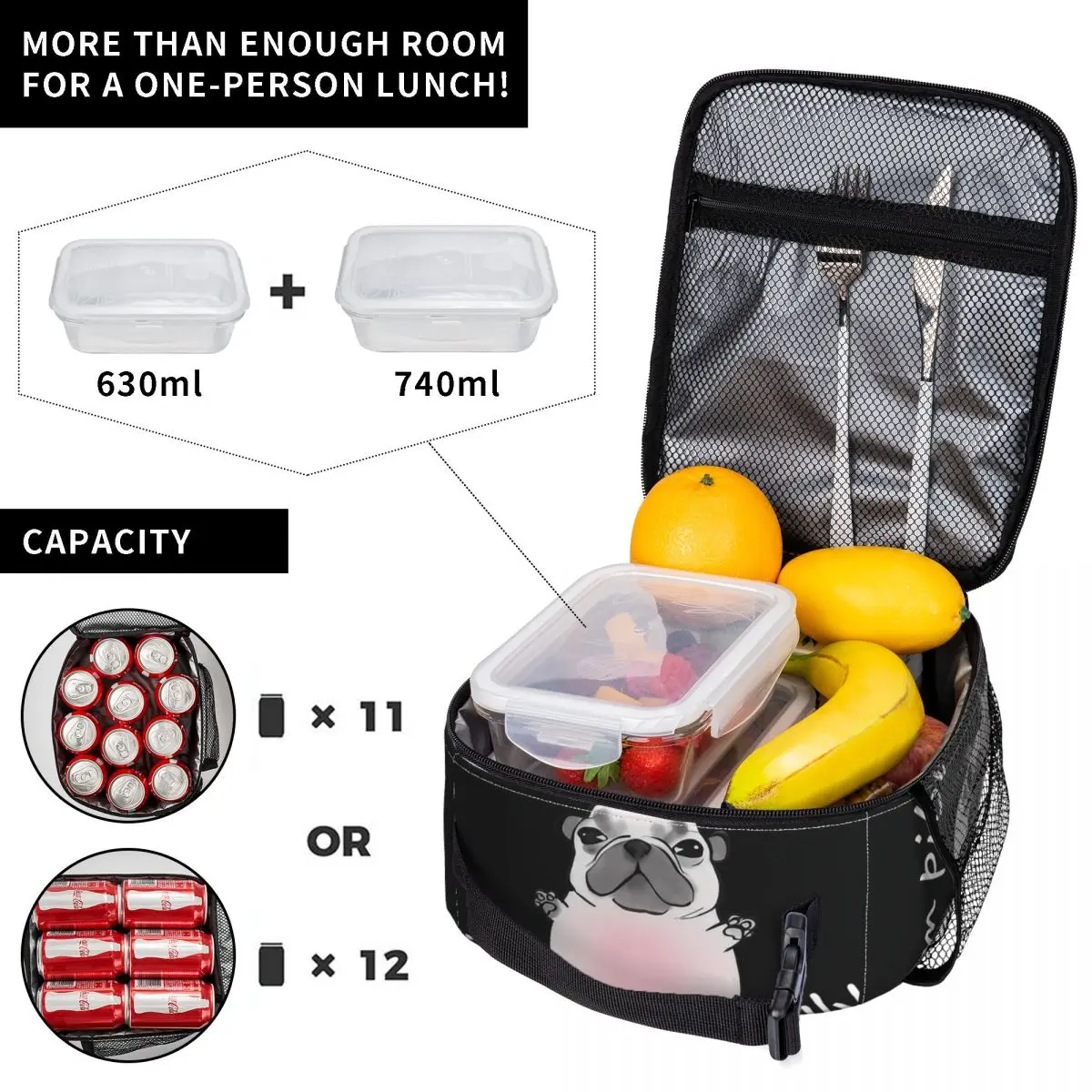 Funny I Am Pibble Dog Puppy Lunch Bag Outdoor Picnic Lunch Box For Child Fun Graphic Design Tote Food Bags Waterproof Cooler Bag