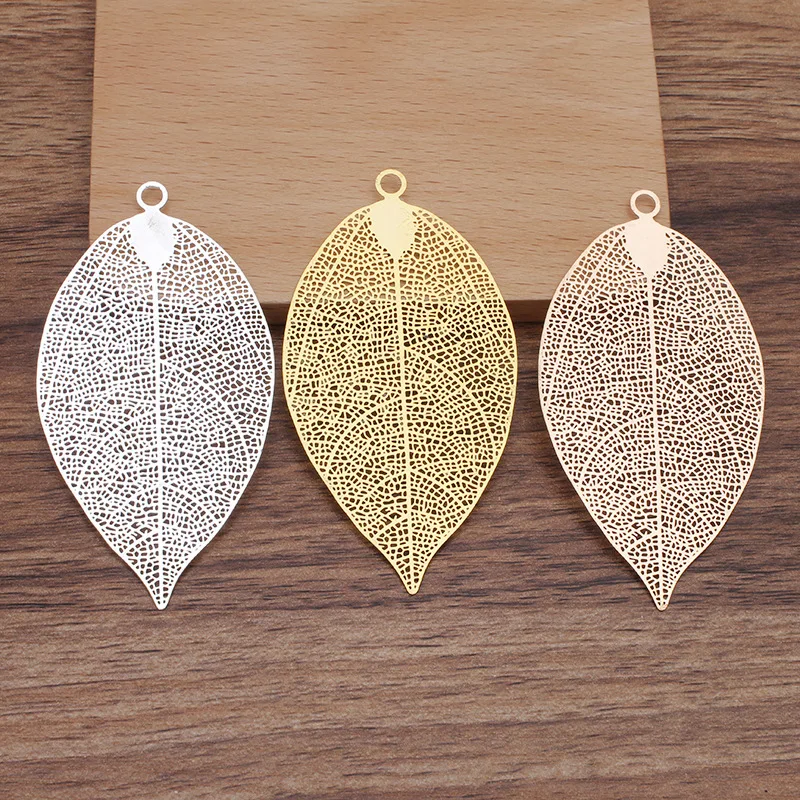 BoYuTe (10 Pieces/Lot) 75*35MM Big Metal Brass Filigree Leaf Materials Diy Jewelry Accessories