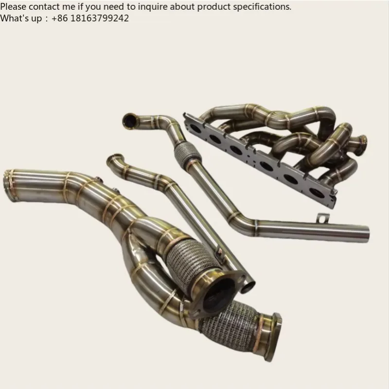 Car Exhaust Manifold for BMW G80 G82 G87 M2 M3 M4 S58 Single Turbine Manifold Kit Connected to Garrett PTE Auto Exhaust System