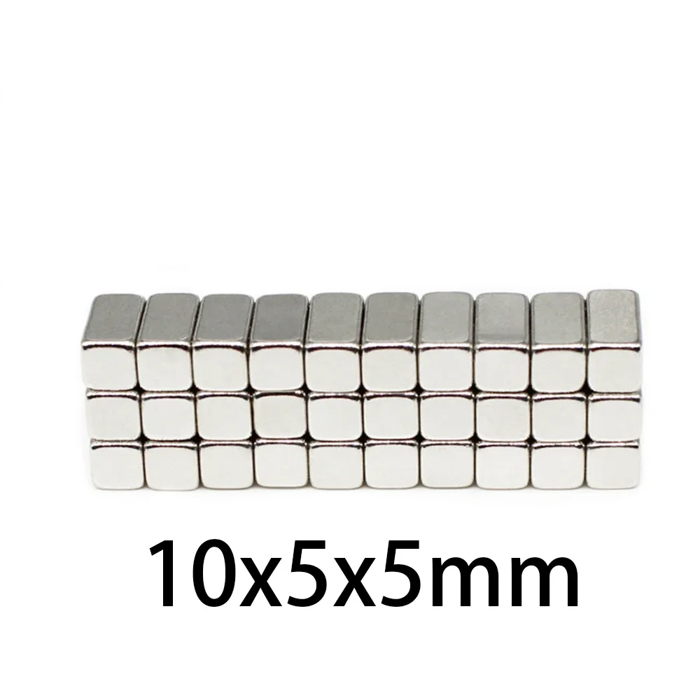 

N52 10x5x1 10X5X2 10X4X2 Прямоугольный квадратный неодимовый стержневой блок Сильный магнит Поиск Магнитный промышленный двигатель Генератор Прочный