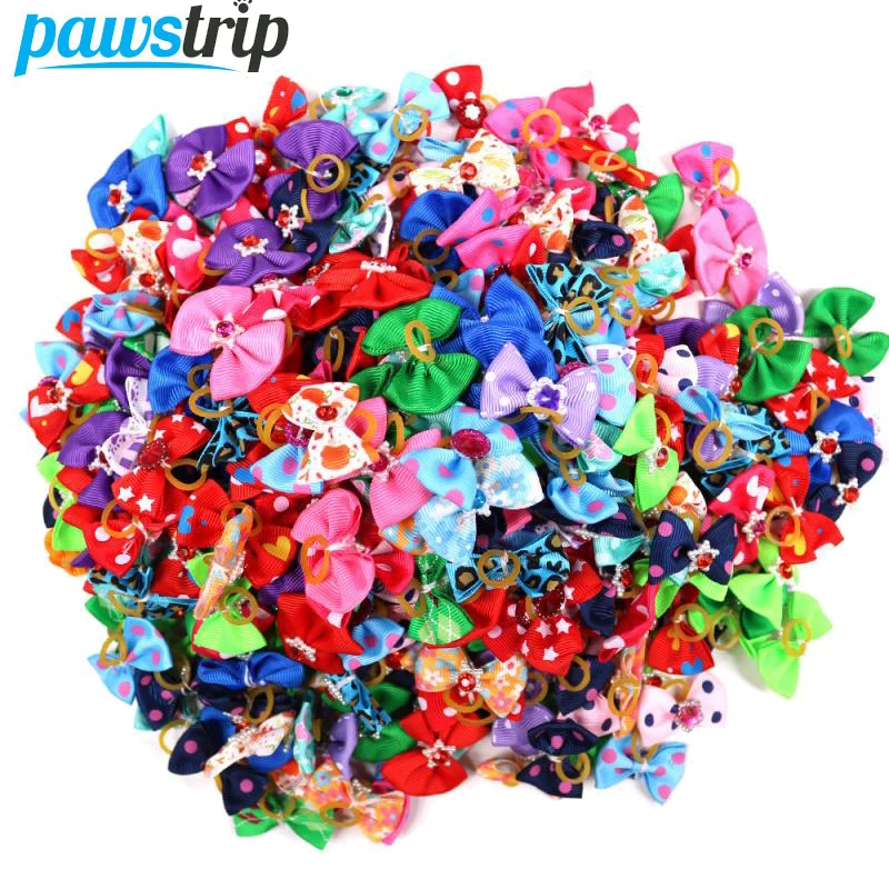 10/20/30Pcs Pet Dog Bows Rubber Band Mix 30 Color Dog Grooming Bows Cute Cat Dog Hair Bows for Small Dogs Pet Accessories