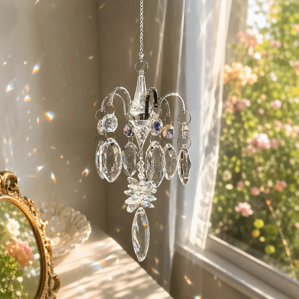 Craft Decoration Rhinestone Pendant Sun Catcher Ornaments Home Decoration Crystal Suncatcher Fantasy Shiny Wind Chimes Balcony