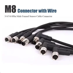 M8 Waterproof Connector Line Industrial Grade 3 4 5 6 8 Pin Sensor Aviation Plug Wire M8 Shielded Male Female Connector Cable