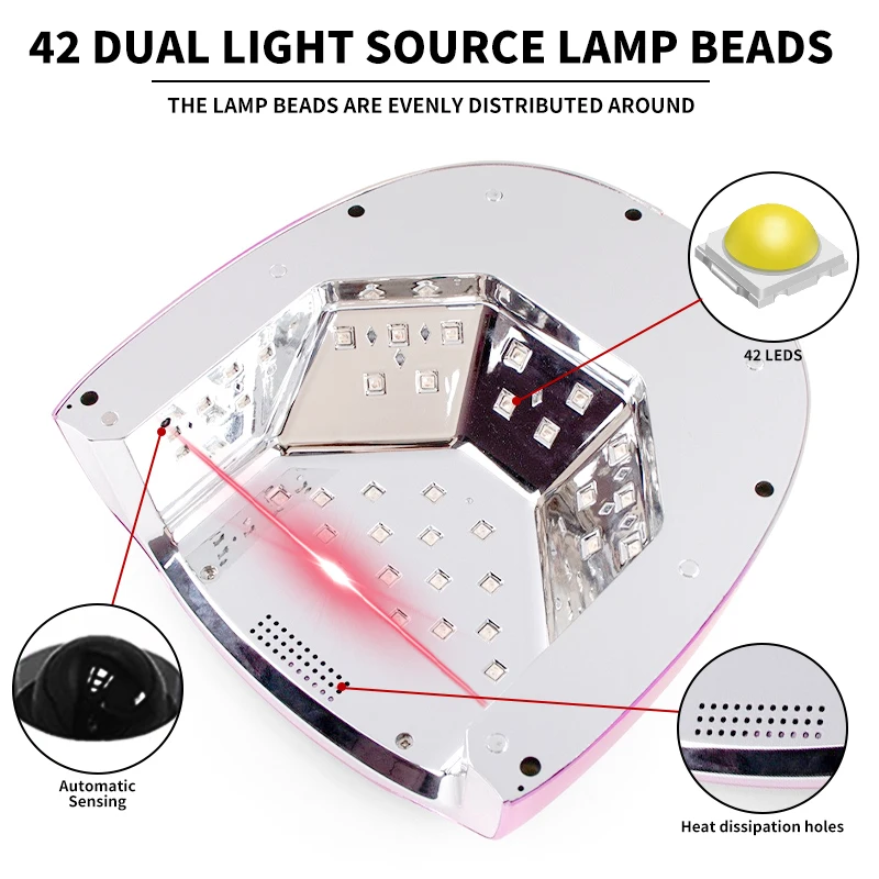 Secador de uñas profesional recargable 96W 42 cuentas UV LED portátil inalámbrico lámpara de uñas de gel máquina con acero inoxidable extraíble