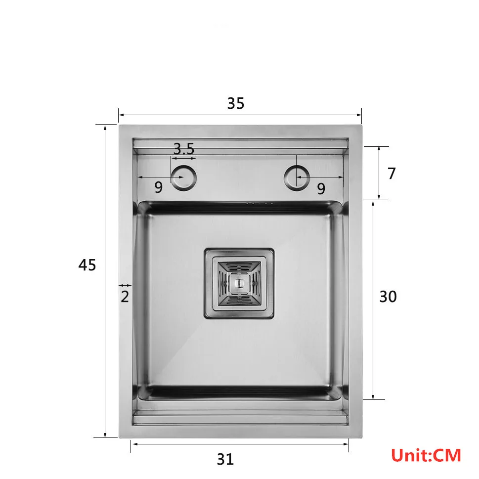 Nano304 Stainless Steel Handmade kitchen Bar Counter Sink Cover hidden Single Kitchen Small   